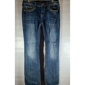 Vigoss Womens 30x32 Kendra Bootcut Medium Wash Mid Rise Thick Stitch Blue Jeans